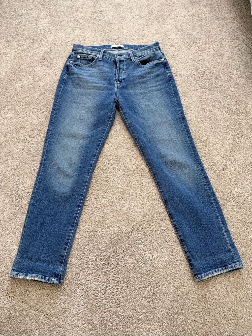 7 For All Mankind Medium Blue Cropped Straight Jeans